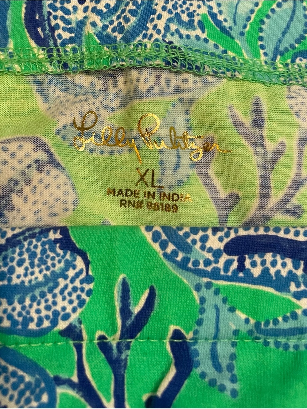 Lilly Pulitzer Women’s Leesa Off-Shoulder Top Cabana Green, Floral, EUC XL - Picture 5 of 5